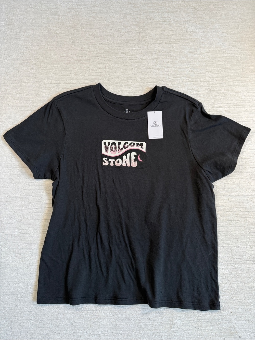 Volcom Moon Baby Tee with Pink & White Stone Logo NWT
